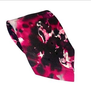 Vintage Handpainted Lauren Meryl Mens Tie Silk Pink Watercolor Abstract 60x3.75”